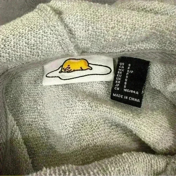 Forever 21 x Sanrio Gudetama | womens small grey knit hoodie with ribbed trim. - Picture 4 of 5